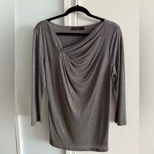 Silver Metallic Asymmetrical Top